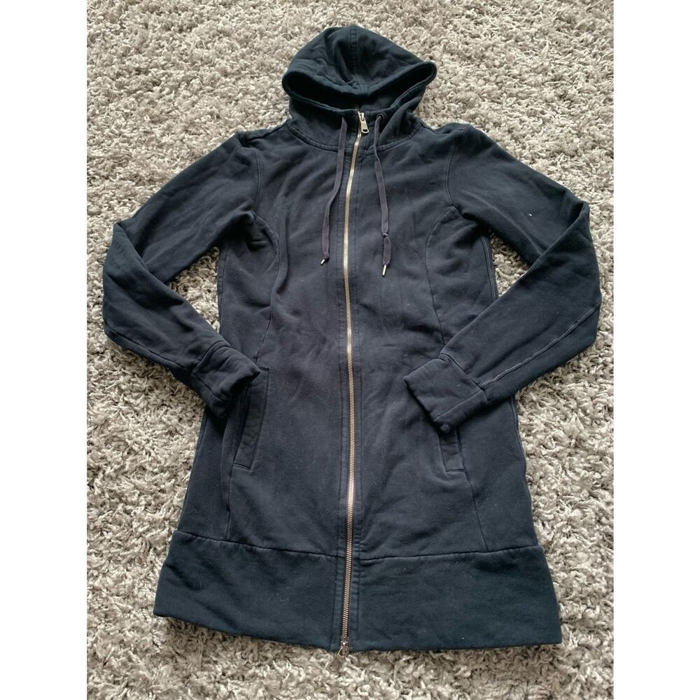 AETHER BLACK SOFTEST HOODIE FULL ZIP LONG SWEATSHIRT women’s M 2 $225